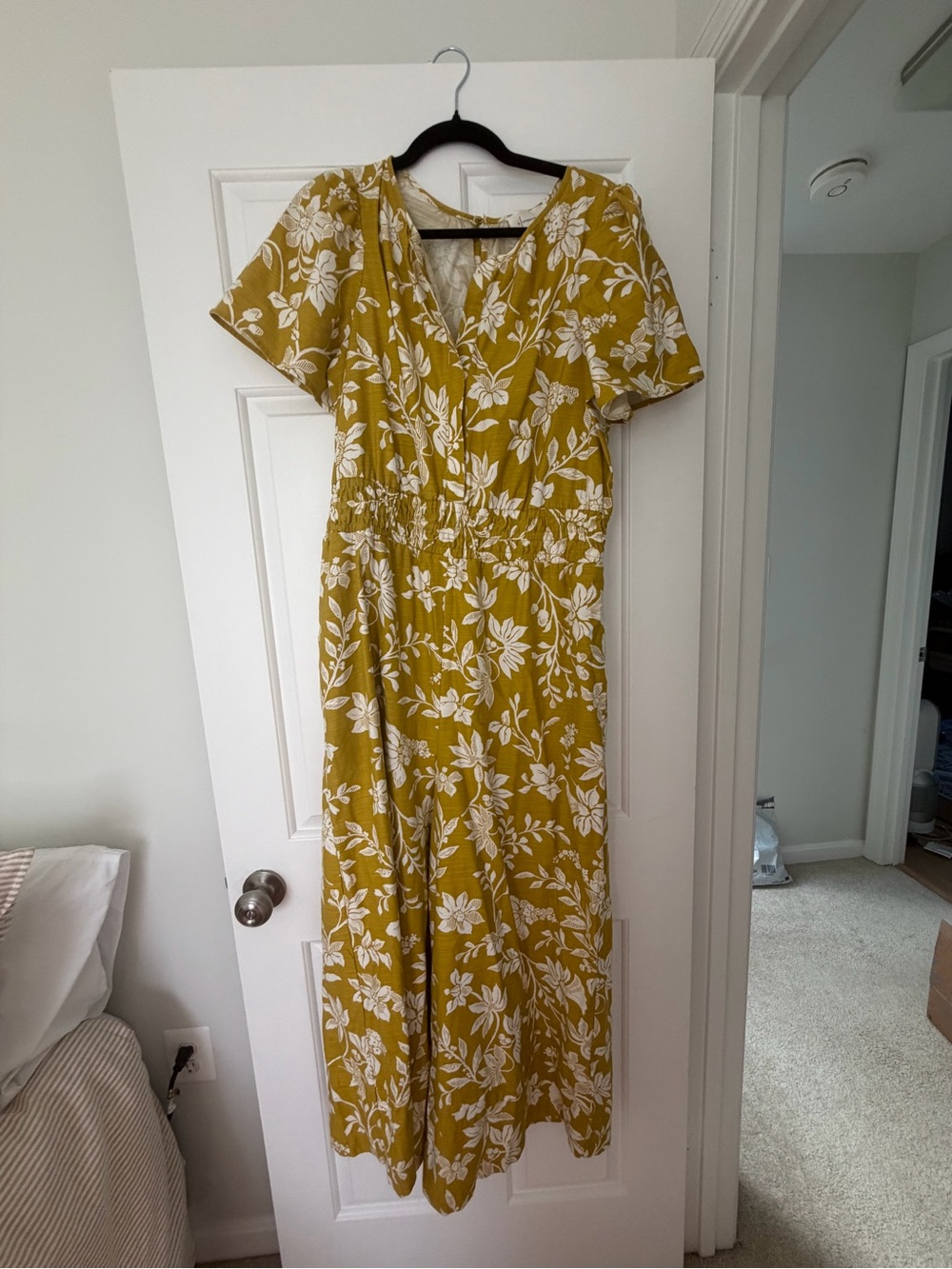 Anthropologie Mustard Yellow Floral Jumpsuit Romper